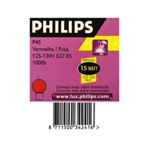 Lâmpada Lustre Vermelha 15W/127V Philips